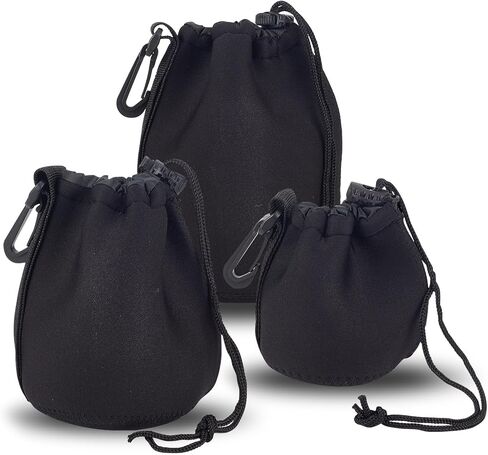 مجموعة أكياس عدسات مكونة من 3 قطع، أكياس واقية سميكة مع رباط لكاميرات Canon Len، حقيبة تخزين من النيوبرين الناعم من القطيفة ملحقة للمصورين المبتدئين in Kuwait