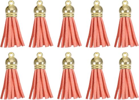 HARFINGTON 30Pcs 1.5 Inch Leather Tassels Keychain Charm with Gold Cap for Pendant Bracelet Jewelry Making DIY Craft Decoration, Black in Saudi Arabia
