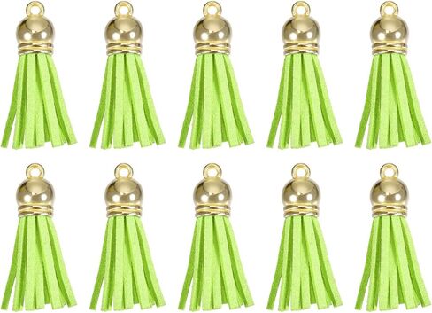 HARFINGTON 30Pcs 1.5 Inch Leather Tassels Keychain Charm with Gold Cap for Pendant Bracelet Jewelry Making DIY Craft Decoration, Black in Saudi Arabia