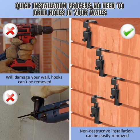 Yizhet 6 PCS Brick Hook Clips, Stainless Steel Brick Wall Clips Heavy Duty Adjustable, Brick Hangers No Drill for Hanging Pictures, Flower Basket, Outdoor Decor in Saudi Arabia