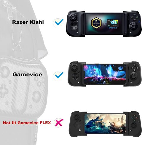 Slim Travel Case for Razer Kishi/Gamevice Updated Mobile Gaming Controller with Thumb Sticks,Hook Black(Two Style) (Stripe-Black) in Kuwait