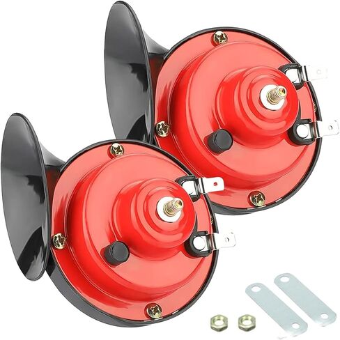 قطعتان من القرن عالي الصوت، مكبر صوت مقاوم للماء، مجموعة بديلة لقرن الحلزون، معدات تعديل المركبات، عالمية لمعظم السيارات والدراجات النارية والشاحنات (أسود) in Kuwait