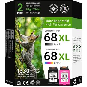68XL 68 Ink Cartridges Black/Color Combo Pack Compatible for HP 68 Ink Cartridges High Yield Replacement for HP Ink 68 fit for Envy 6155e 6555e 6100e 6500e 6558e 6152e 6552e 6555e Printer(2 PACK) in Saudi Arabia