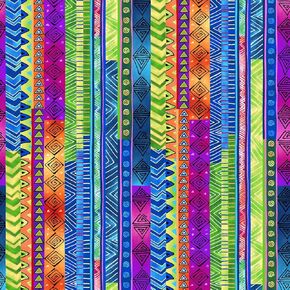 Laurel Burch Basics Y3220 55 Multi Basic Stripe - Cotton Quilting Fabric in Kuwait