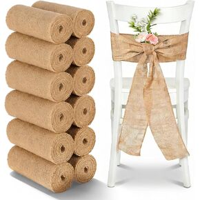 Natural Burlap Ribbon 32.4 Yard, 4 Inch Wide 12 Roll Jute Fabric Roll for Wedding Decoration, Crafts, Gift Wrapping, Wreaths and Bows in Saudi Arabia