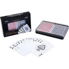 مجموعة أوراق لعب Bexter 2 Decks Royal Bridge بحجم 100% من البلاستيك مع حقيبة تخزين بلاستيكية، مقاومة للماء ومتينة، بطاقات على شكل كازينو للجسر والرومي والبوكر in Kuwait