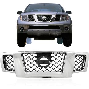 مجموعة الشبكة الأمامية الجديدة غلاف كروم مع ملحق أسود مطلي لاستبدال Nissan Frontier 2009-2020 (6 Cyl 4.0L) مع توفير الشعار يستبدل OE 62310ZL00B | NI1200233 | ريبن070105 in Kuwait