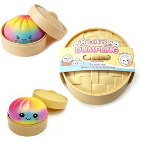 Colorful Dumpling Toy with Steamer Case, Funny Squeeze Dough Stress Ball, Realistic Steamed Bun Squeezing Toy for Fidget Sensory Anxiety Relief Calming Travel Accessory Gift in Saudi Arabia