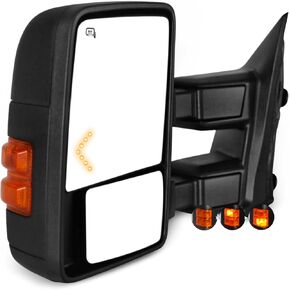 مرايا السحب AERDM متوافقة مع 1999-2016 Ford F250 F350 F450 F550 مرايا جانبية فائقة التحمل مع ضوء إشارة الانعطاف الكهرماني قوة قابلة للتعديل سائق زجاجي ساخن أسود LH in Kuwait