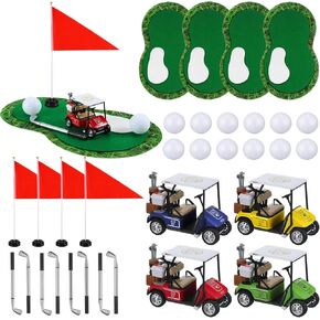 4 Pcs Golf Table Centerpiece Decorations with Practice Ball Golf Cart Toy Pen Tees Grass Mats Red Flag Plastic Flag Stand for Sport Themed Birthday Party Decor in Saudi Arabia