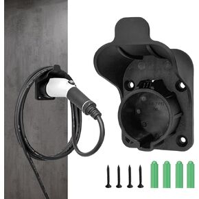 Sun Walker EV Charger Holder, SAE J1772 Wall-Mount Charging Plug Cord Hanger with Screws & Wall Anchors, Space-Saving Electric Vehicle Nozzle Holster Dock for Outdoor Indoor Use in Kuwait