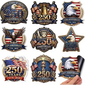 8 Pcs 250th Anniversary USA Car Magnet - America Flag Eagle Patriotic Magnetic Decal Stickers for Fridge Refrigerator Truck Decoration Gifts in Kuwait