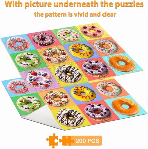 Puzzles for Kids Ages 6-8 8-10 Year Old - Colorful Sweet Donuts, 200 Pieces Jigsaw Puzzles for Kids Ages 10-12, Learning Educational Toys for Boys and Girls in Saudi Arabia