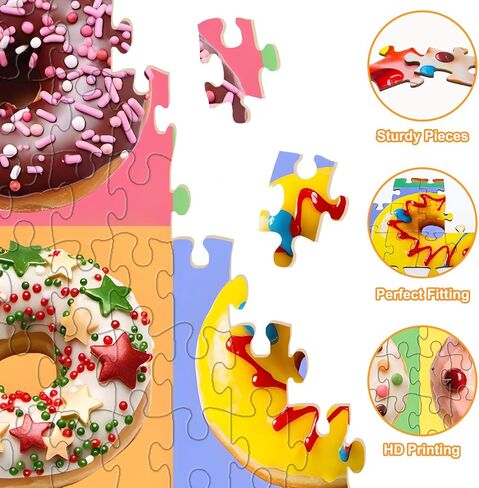 Puzzles for Kids Ages 6-8 8-10 Year Old - Colorful Sweet Donuts, 200 Pieces Jigsaw Puzzles for Kids Ages 10-12, Learning Educational Toys for Boys and Girls in Saudi Arabia
