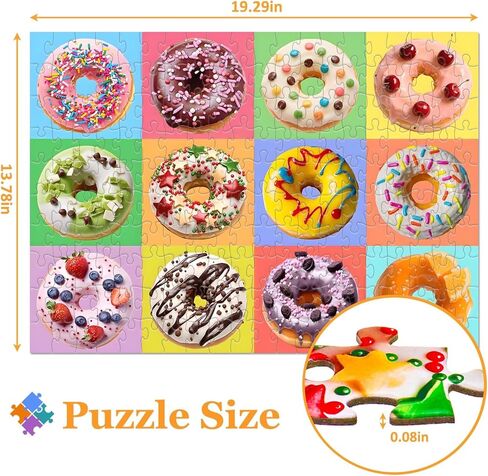 Puzzles for Kids Ages 6-8 8-10 Year Old - Colorful Sweet Donuts, 200 Pieces Jigsaw Puzzles for Kids Ages 10-12, Learning Educational Toys for Boys and Girls in Saudi Arabia