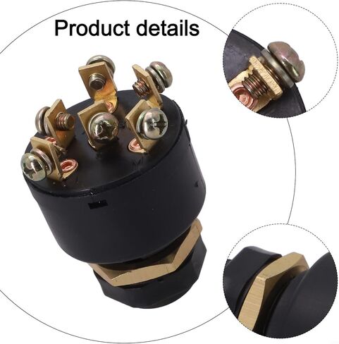 Marine Ignition, 6-Terminal Marine Ignition Switch with Push-to-Choke Inboard Outboard, Compatible with Johnson, 2 Keys Included, Black in Saudi Arabia