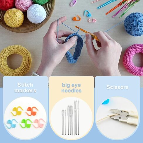 ZYNERY 6 Pcs Resin Crochet Hook Set, Ergonomic Crochet Hooks with Floral Plastic Grips, Size 3mm-6mm (3/4/4.5/5/5.5/6mm), Includes Stitch Markers & Needles for Blankets, Scarves, Hats in Saudi Arabia