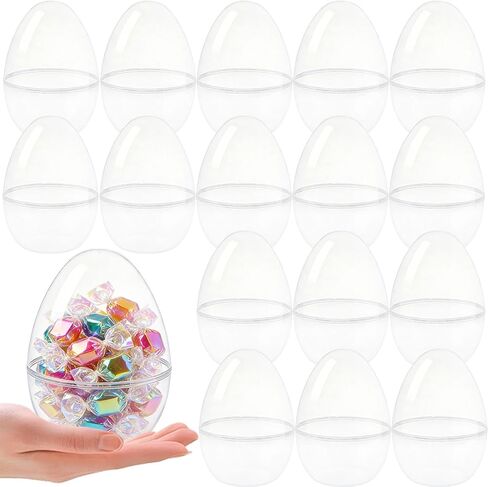 16 Pieces 6 Inch Giant Clear Easter Eggs Plastic Large Transparent Easter Egg for Easter Gift Basket Fillers Huge Clear Easter Eggs for Easter Hunting Game Party Decor in Saudi Arabia