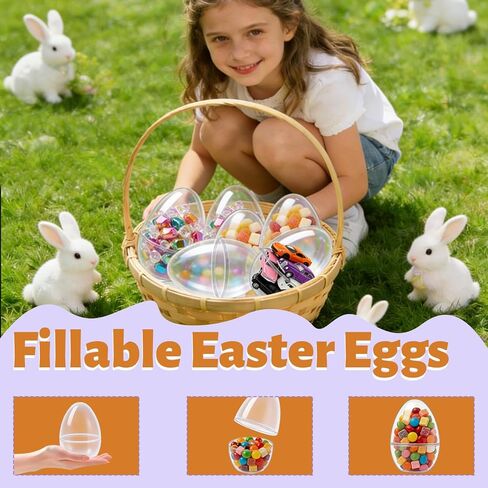 16 Pieces 6 Inch Giant Clear Easter Eggs Plastic Large Transparent Easter Egg for Easter Gift Basket Fillers Huge Clear Easter Eggs for Easter Hunting Game Party Decor in Saudi Arabia