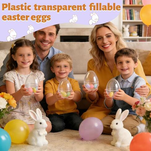 16 Pieces 6 Inch Giant Clear Easter Eggs Plastic Large Transparent Easter Egg for Easter Gift Basket Fillers Huge Clear Easter Eggs for Easter Hunting Game Party Decor in Saudi Arabia