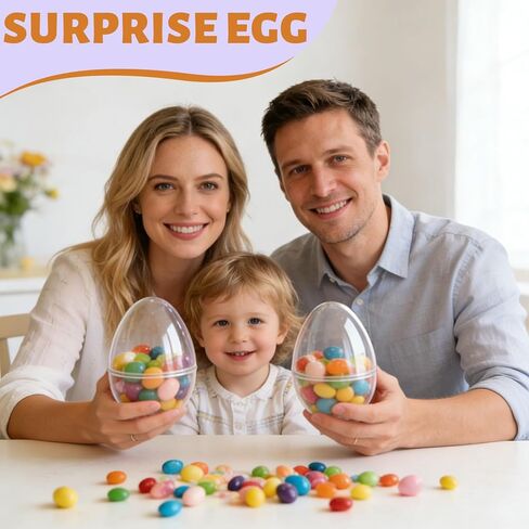 16 Pieces 6 Inch Giant Clear Easter Eggs Plastic Large Transparent Easter Egg for Easter Gift Basket Fillers Huge Clear Easter Eggs for Easter Hunting Game Party Decor in Saudi Arabia
