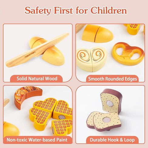 Wooden Play Food Toys for Toddler,Kids Baking Cutting Game Set,Children Kitchen Bakery Pretend Play,Early Educational Toy Gift for Boys Girls in Saudi Arabia