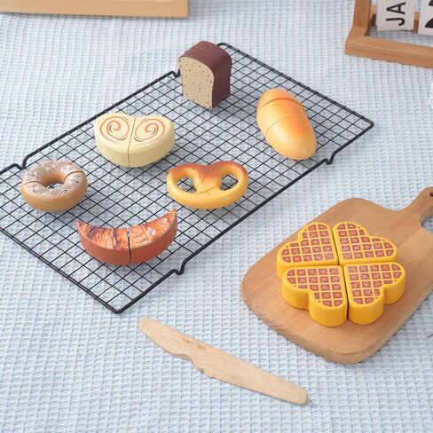 Wooden Play Food Toys for Toddler,Kids Baking Cutting Game Set,Children Kitchen Bakery Pretend Play,Early Educational Toy Gift for Boys Girls in Saudi Arabia