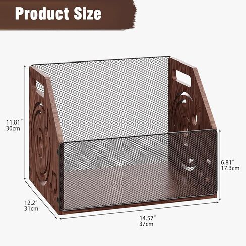 Vinyl Record Storage, Rustic Hollow-Design Wooden Record Holder, Holds Up to 70+ Records, Album Record Crate, Magazine Holder for Home Decor and Collection Display in Saudi Arabia