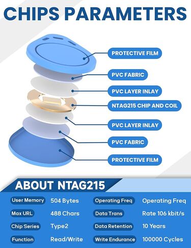 10Pcs NFC Tag Keychain NFC Key Fob NTAG215 NFC Card NFC Fob NFC Business Card NFC Chips NFC Tag Maker，504 Bytes Memory, Compatible with TagMo and NFC Enabled Devices in Kuwait