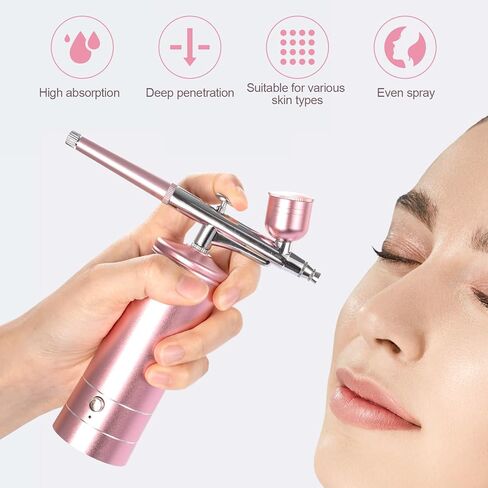 Airbrush Kit with Compressor 48PSI Rechargeable High Pressure Non-Clogging Air Brush Set with 0.3mm Nozzle, Cordless Airbrush Kit for Painting, Modeling, Cake Decor, Pastry, Makeup, Nail Art (Pink) in Saudi Arabia