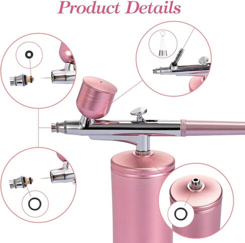 Airbrush Kit with Compressor 48PSI Rechargeable High Pressure Non-Clogging Air Brush Set with 0.3mm Nozzle, Cordless Airbrush Kit for Painting, Modeling, Cake Decor, Pastry, Makeup, Nail Art (Pink) in Saudi Arabia