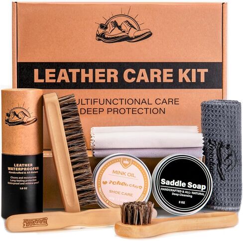 CUTEUP Leather Boot Care Kit – Mink Oil, Saddle Soap for Leather, Shoe Brush, Waterproof Wax, Leather Cleaner and Conditioner in Saudi Arabia