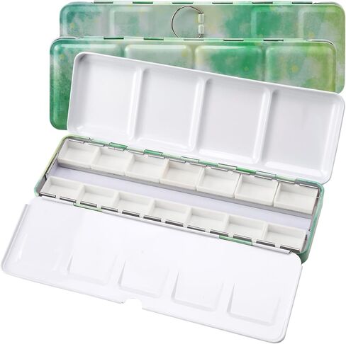 Empty Watercolor Palette Tin with 12 Full Pans and Paint Tray, Metal Travel Watercolor Palette with Lid for Plein Air, Studio, and Custom Color Mixing in Saudi Arabia