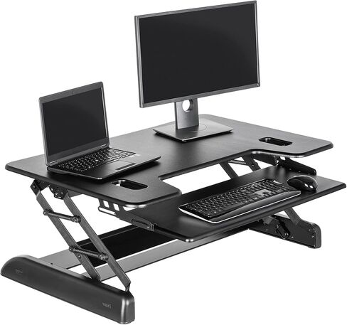 Vari Varidesk Tall 40 Standing Desk Converter for Users Up to 6'6" - Fits Dual Monitors (40" Wide) + Keyboard (28" Deep), 9 Height Settings (4¾" to 23"), Supports 35lbs – Delivers Assembled (Black) in Saudi Arabia