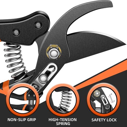 DECERK® 8.5" Professional Pruning Shears - Cuts 4X Easier with Ultra Sharp Japanese Steel Titanium Blade, Arthritis Friendly Garden Scissors & Plant Clippers, Effortlessly Prunes 3/4" Branches in Saudi Arabia