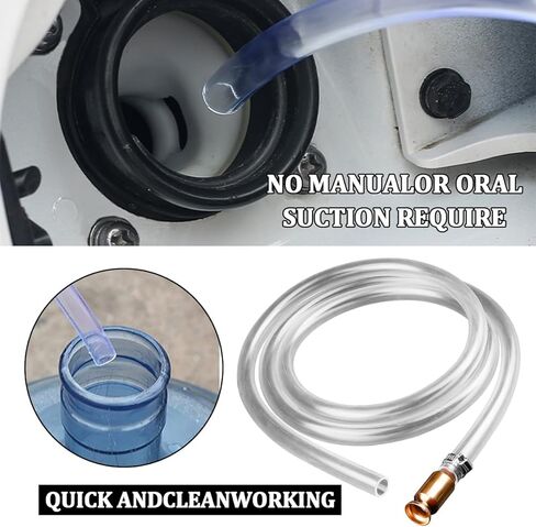 Car Gas Siphone Hose Pump, 5.9FT Vehicle Fuel Gasoline Water Transfer Shaker Siphon, Safety Self-Priming Multi-Purpose Auto Fuel Trasnfer Hose Tube, Universal for Vehicles in Saudi Arabia