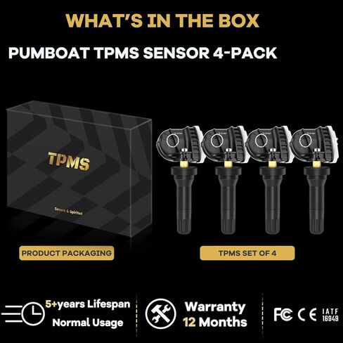 مستشعر TPMS 315 ميجا هرتز مبرمج مسبقًا، مستشعر ضغط الإطارات يناسب فورد إسكيب 2020-2024 | رينجر 2019-2021 |E-350/450 2020-2023/➥لينكولن MKX 2015-2024|MKC 2017-2020/OE#F2GZ1A189A(4 قطعة/المجموعة) in Kuwait