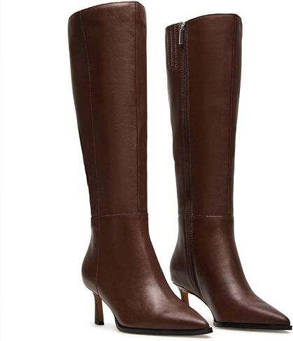 MICIFA Knee High Boots Leather Tall Boots for Women Stiletto Kitten Heeled Boot Pointed Toe Side Zipper Dress Boot in Saudi Arabia