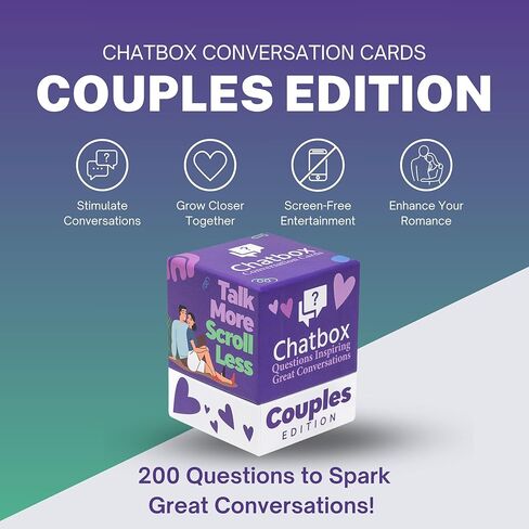 Chatbox Couples Edition Conversation Card Game for Couples, Fun and Meaningful Date Night Game with Thought Provoking Questions, Couples Card Game for Reconnecting, Travel and Home Play in Saudi Arabia
