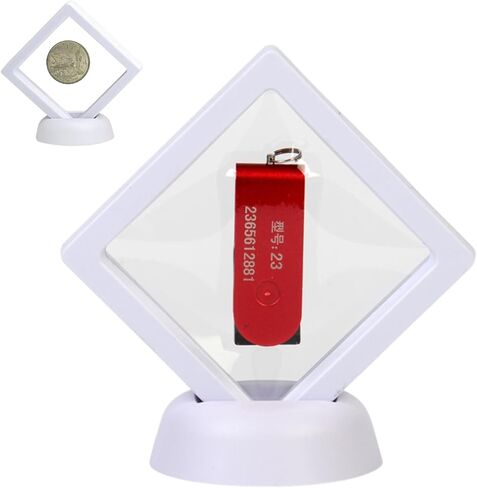 Challenge Coin Display Frame,2.75" x 2.75" x 0.8" inches 3D Floating Coin Display Case Stand Holder for Jewelry Specimens Medallion Earrings Rings Brooch Military Medal Black Membrane Area Size 2.2" in Saudi Arabia