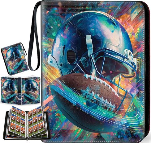 Hockey Card Binder with Sleeves, 9-Pocket Portable Card Protectors Album Holder Book with Zipper, Fits 900 Cards with 50 Removable Sleeves, Hockey Cards Display Storage Carrying Case in Saudi Arabia