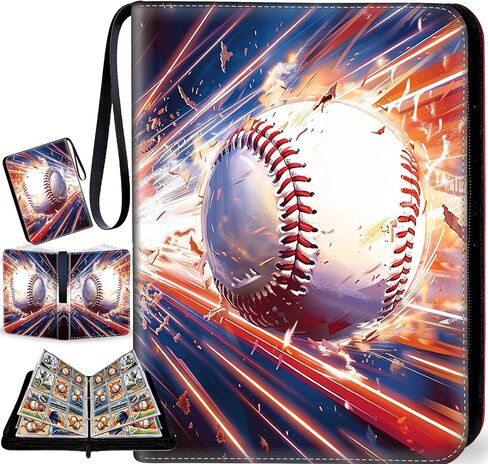 Hockey Card Binder with Sleeves, 9-Pocket Portable Card Protectors Album Holder Book with Zipper, Fits 900 Cards with 50 Removable Sleeves, Hockey Cards Display Storage Carrying Case in Saudi Arabia