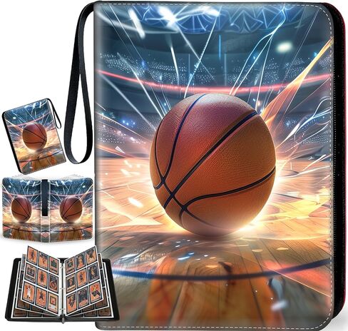 Hockey Card Binder with Sleeves, 9-Pocket Portable Card Protectors Album Holder Book with Zipper, Fits 900 Cards with 50 Removable Sleeves, Hockey Cards Display Storage Carrying Case in Saudi Arabia