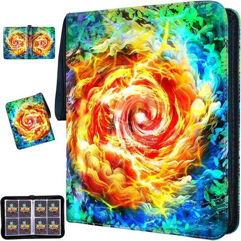 Hockey Card Binder with Sleeves, 9-Pocket Portable Card Protectors Album Holder Book with Zipper, Fits 900 Cards with 50 Removable Sleeves, Hockey Cards Display Storage Carrying Case in Saudi Arabia