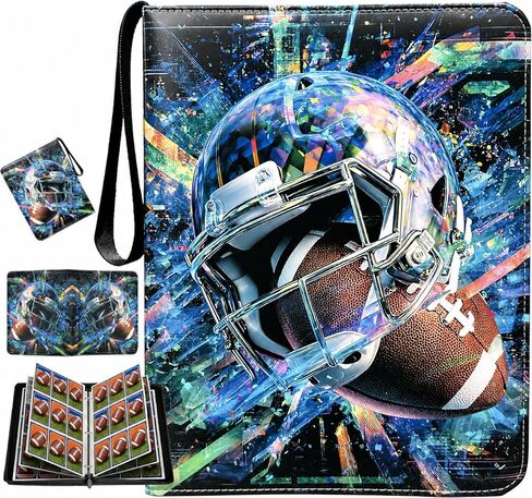 Hockey Card Binder with Sleeves, 9-Pocket Portable Card Protectors Album Holder Book with Zipper, Fits 900 Cards with 50 Removable Sleeves, Hockey Cards Display Storage Carrying Case in Saudi Arabia
