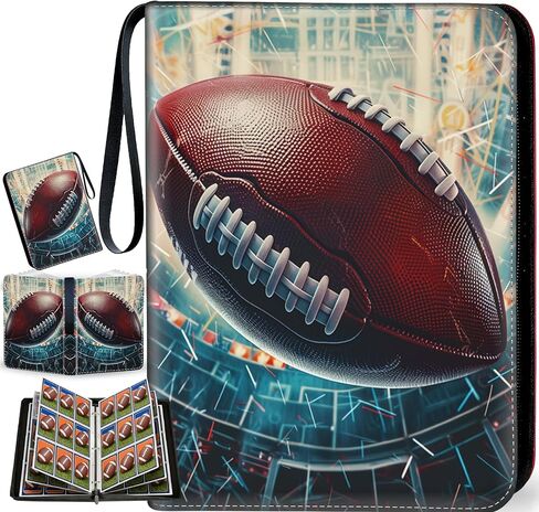 Hockey Card Binder with Sleeves, 9-Pocket Portable Card Protectors Album Holder Book with Zipper, Fits 900 Cards with 50 Removable Sleeves, Hockey Cards Display Storage Carrying Case in Saudi Arabia