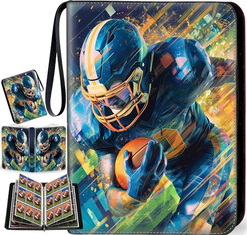 Hockey Card Binder with Sleeves, 9-Pocket Portable Card Protectors Album Holder Book with Zipper, Fits 900 Cards with 50 Removable Sleeves, Hockey Cards Display Storage Carrying Case in Saudi Arabia