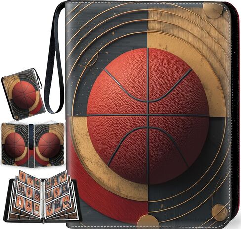 Hockey Card Binder with Sleeves, 9-Pocket Portable Card Protectors Album Holder Book with Zipper, Fits 900 Cards with 50 Removable Sleeves, Hockey Cards Display Storage Carrying Case in Saudi Arabia