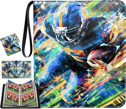 Hockey Card Binder with Sleeves, 9-Pocket Portable Card Protectors Album Holder Book with Zipper, Fits 900 Cards with 50 Removable Sleeves, Hockey Cards Display Storage Carrying Case in Saudi Arabia
