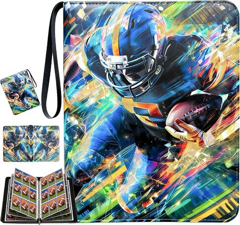 Hockey Card Binder with Sleeves, 9-Pocket Portable Card Protectors Album Holder Book with Zipper, Fits 900 Cards with 50 Removable Sleeves, Hockey Cards Display Storage Carrying Case in Saudi Arabia